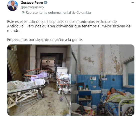 Petro criticó el sistema de salud colombiano y sin querer mostró fotos de un hospital venezolano