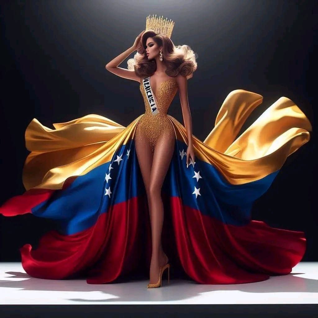 Revuelo en las redes sociales por la impactante imagen de miss Venezuela con un impresionante vestido de la bandera nacional