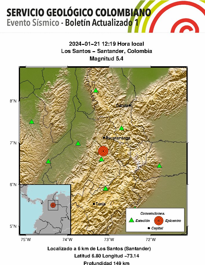 Reportan otros eventos sísmicos en el centro de Colombia este #21Ene