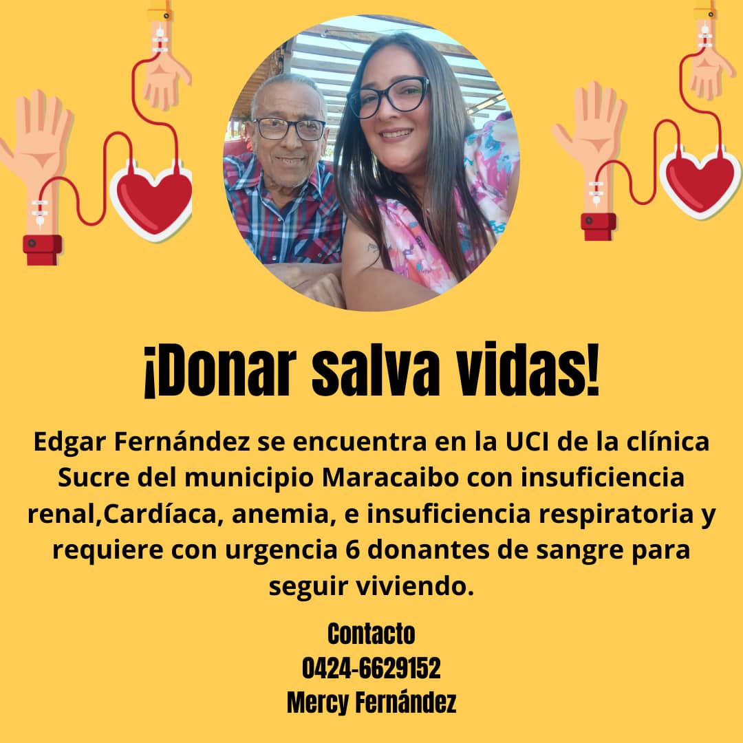 Edgar Fernández, paciente con insuficiencia renal, requiere donantes de sangre