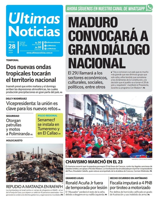 Titulares de la prensa nacional para este 28 de mayo