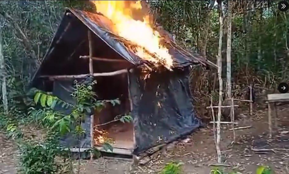 Autoridades de la FANB destruyeron otro campamento de minería ilegal en Amazonas