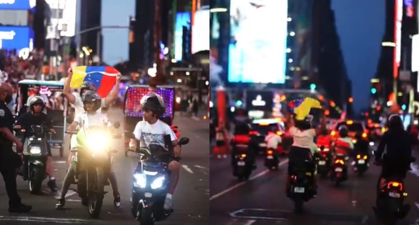 Caravana de motorizados celebra victoria de la Vinotinto en el Times Square