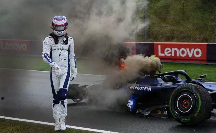 Fórmula 1: Logan Sargeant sufre accidente y provoca incendio en el Circuito de Zandvoort