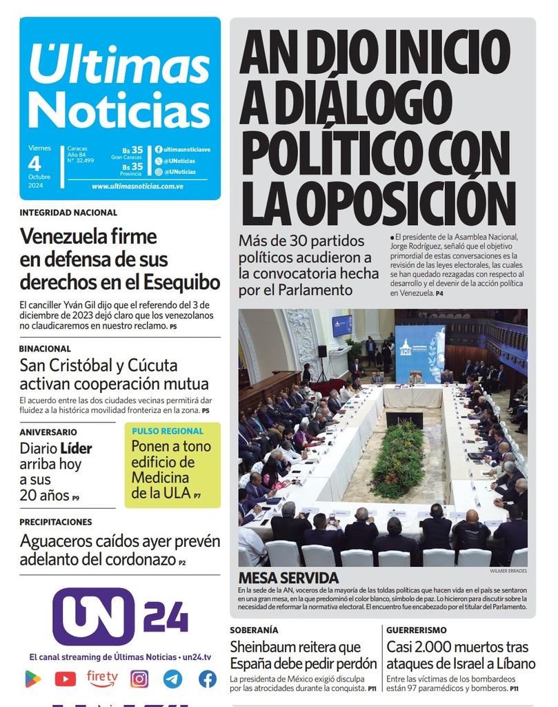 Titulares de la prensa nacional para este 4 de octubre