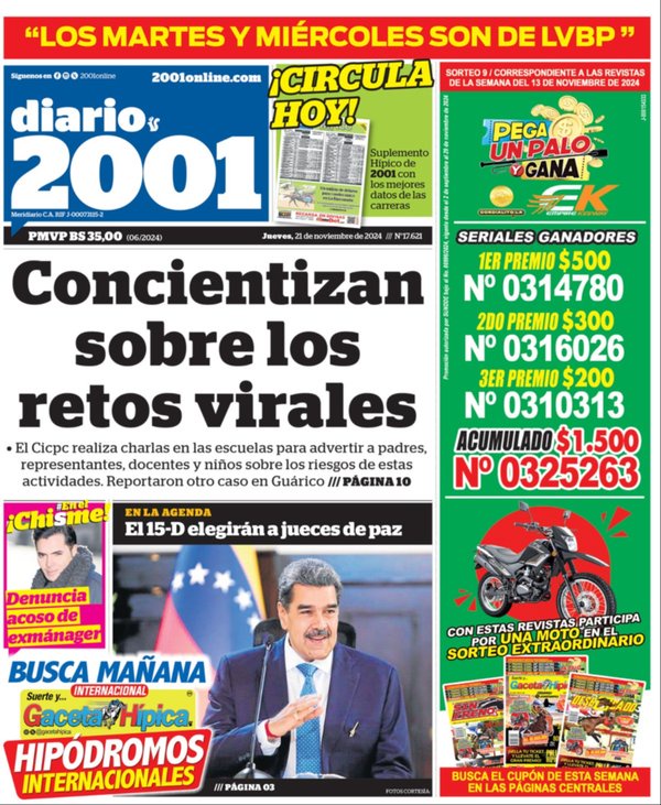 Titulares de la prensa nacional para este 21 de noviembre