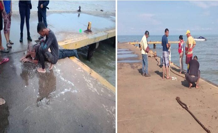 Sexagenario cayó al mar con su camioneta desde el muelle de Cumarebo y pescadores lo rescataron