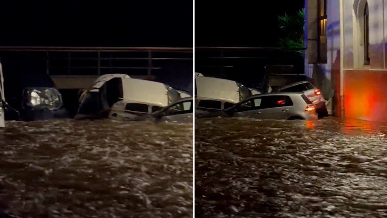 Fuertes lluvias en España colapsa un puente y arrastra decenas de vehículos