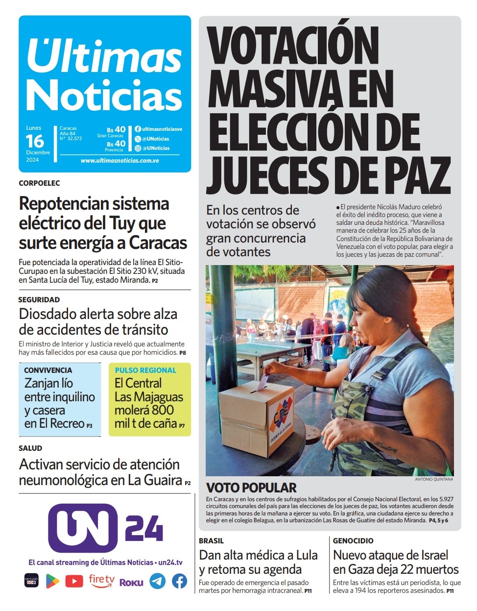 Titulares de la prensa nacional para este 16 de diciembre