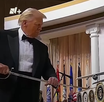 Entre ocurrencias, Trump brincaba en una pata de felicidad en la primera noche de gala presidencial