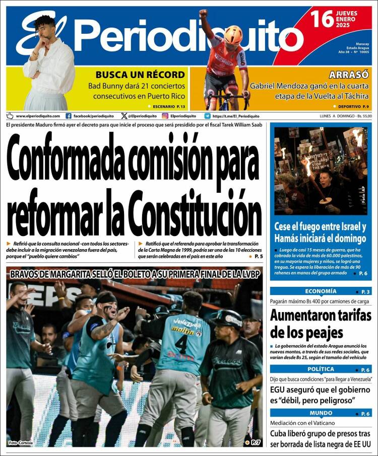 Titulares de la prensa nacional para este jueves 16 de enero