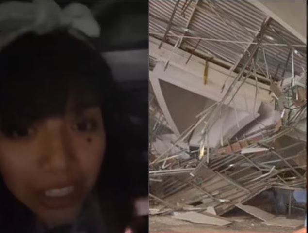 Niña se graba entre los escombros tras la caída del techo en el centro comercial de Perú